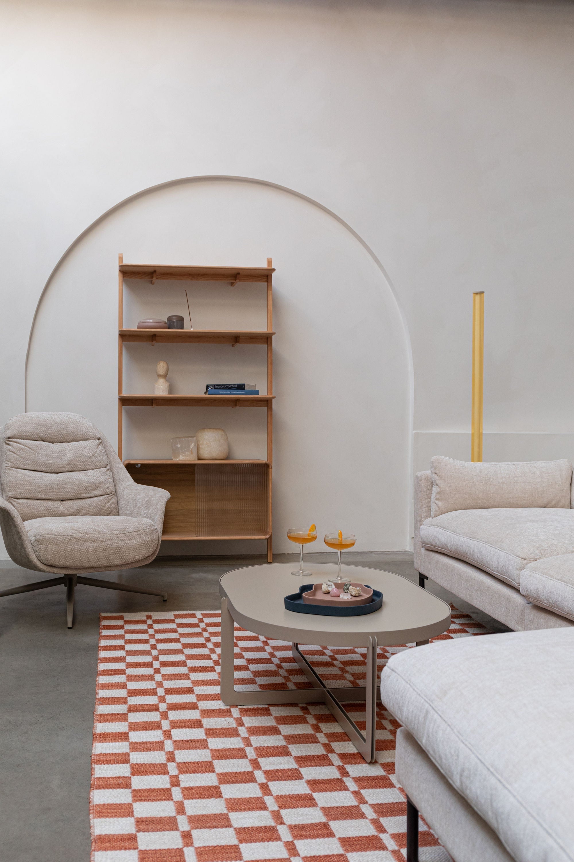 Zuiver Rise Natural Oak Wood & Ribbed Glass Display Unit